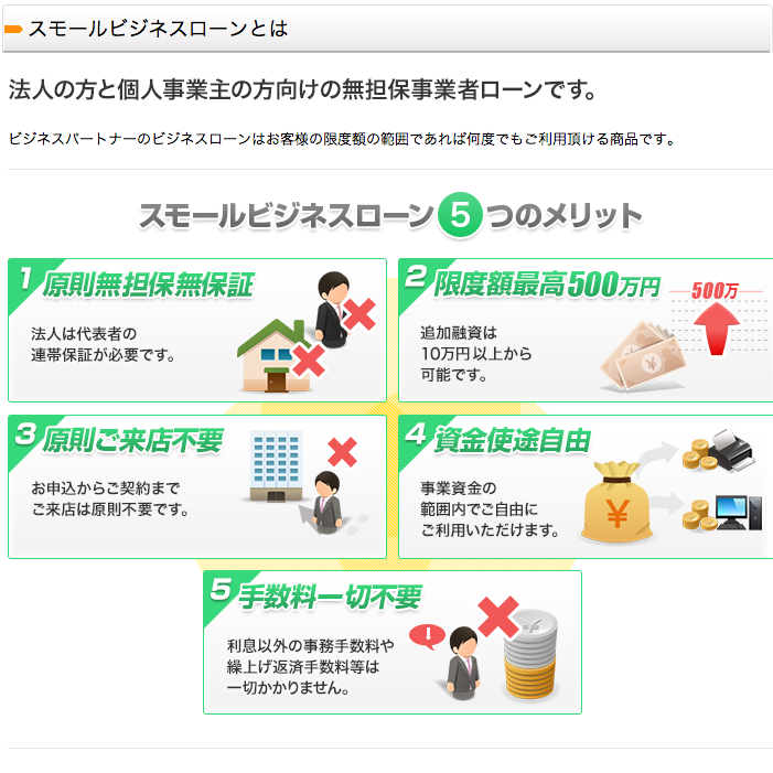 「スモールビジネスローン」ビジネスパートナー